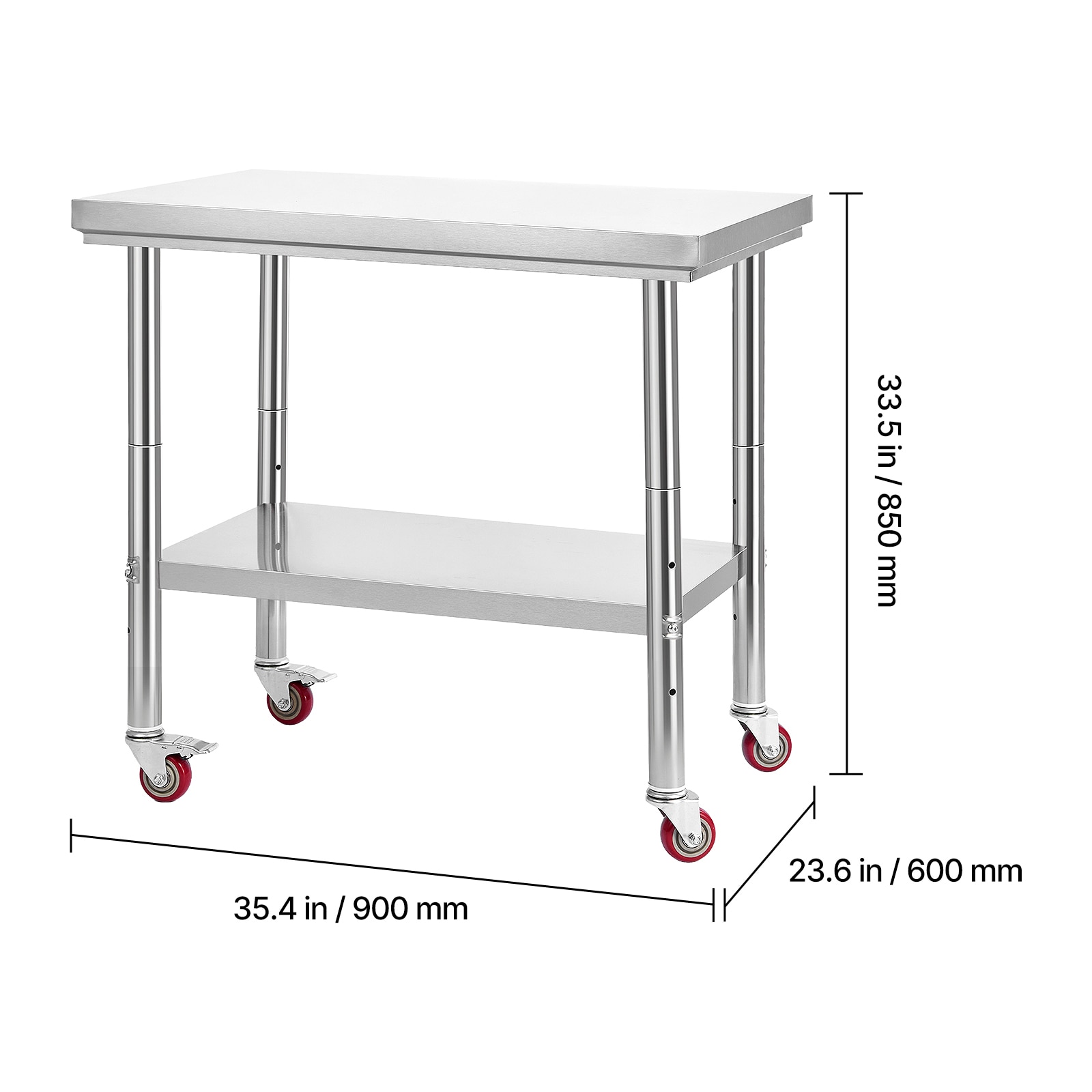 Stainless Steel Kitchen Work Table With Wheels And Undershelf_voghion.com